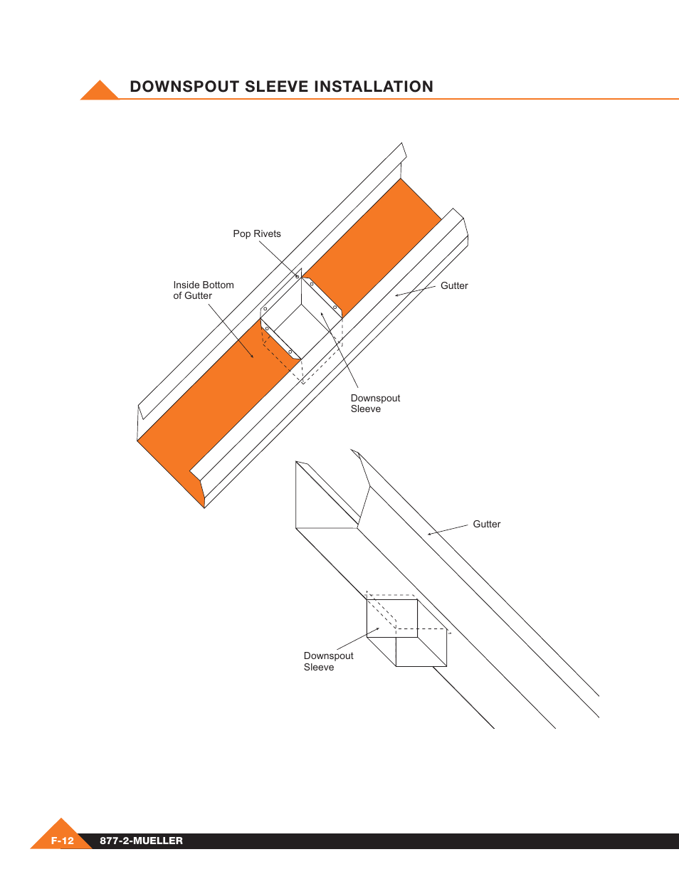 Downspout sleeve installation | Mueller Pre-Fab User Manual | Page 86 / 112