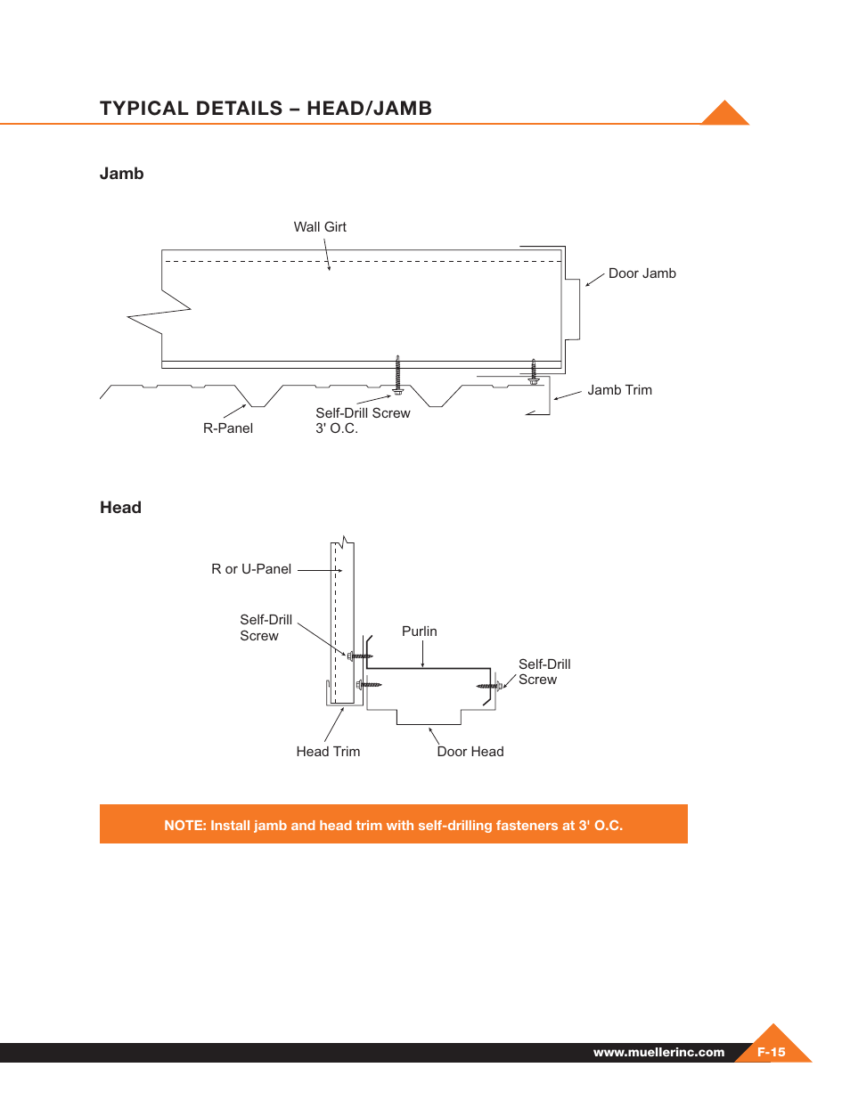 Typical details – head/jamb | Mueller Pre-Fab User Manual | Page 89 / 112