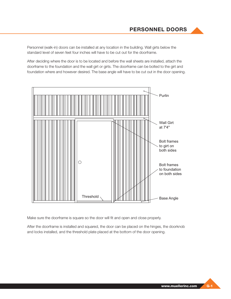 Personnel doors | Mueller Pre-Fab User Manual | Page 93 / 112