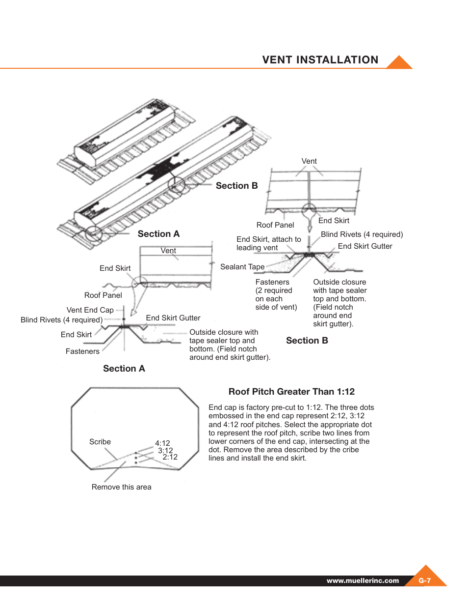 Vent installation | Mueller Pre-Fab User Manual | Page 99 / 112