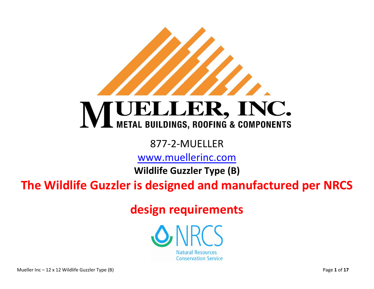 Mueller Wildlife Guzzler User Manual | 17 pages