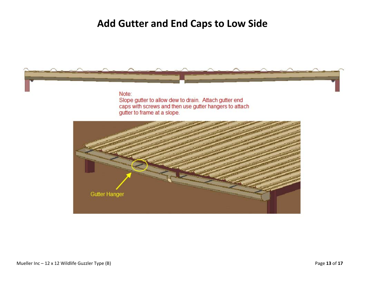 Add gutter and end caps to low side | Mueller Wildlife Guzzler User Manual | Page 13 / 17