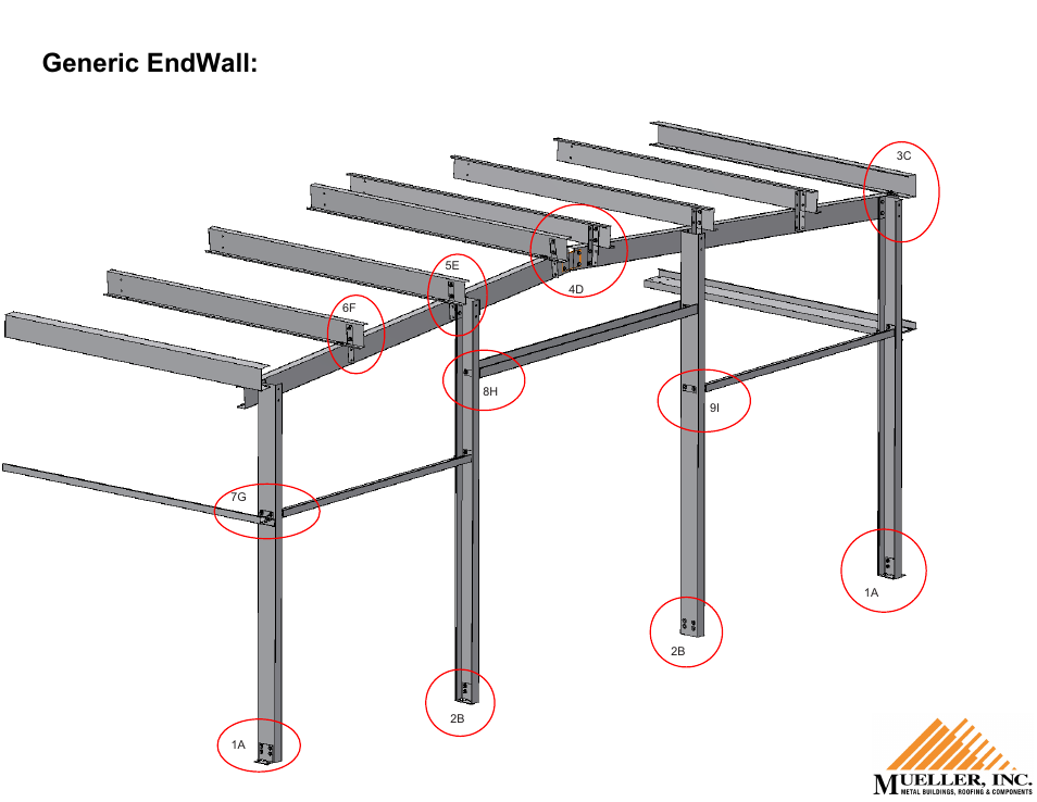 Generic endwall, See construction drawings for all clip placement | Mueller Cold Form Endwall User Manual | Page 2 / 11