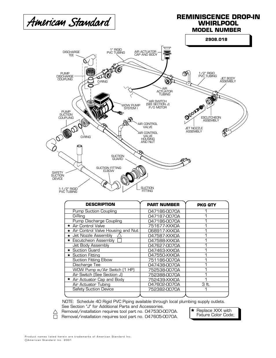 American Standard 2908.018 User Manual | 1 page