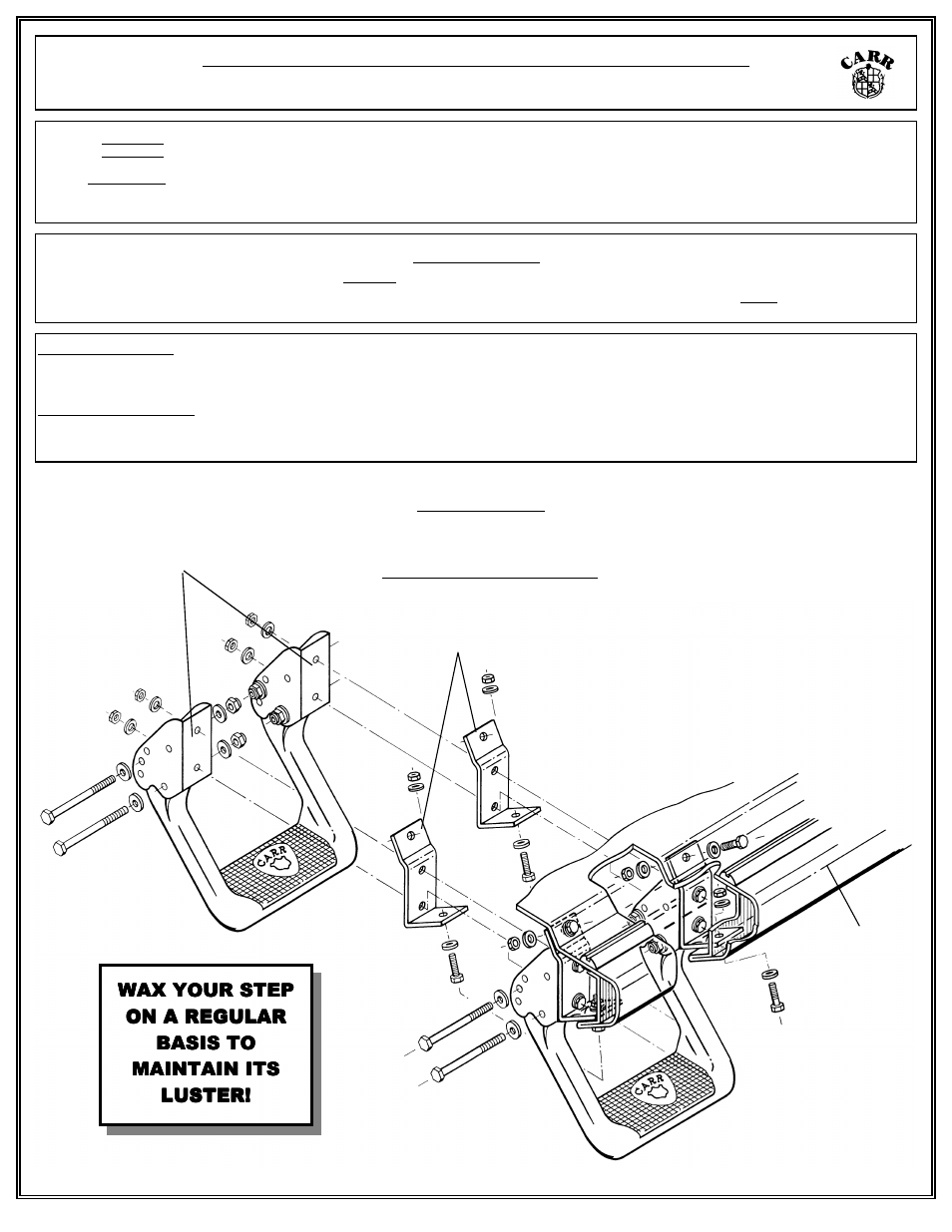 CARR 102564 Hoop II Multi-Mount Step User Manual | 4 pages