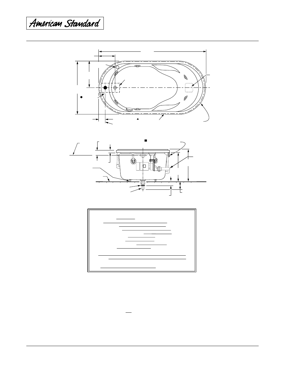 Williamsburg elite™ 6 ft, Whirlpools by american standard, High gloss acrylic | American Standard 2806E User Manual | Page 2 / 2