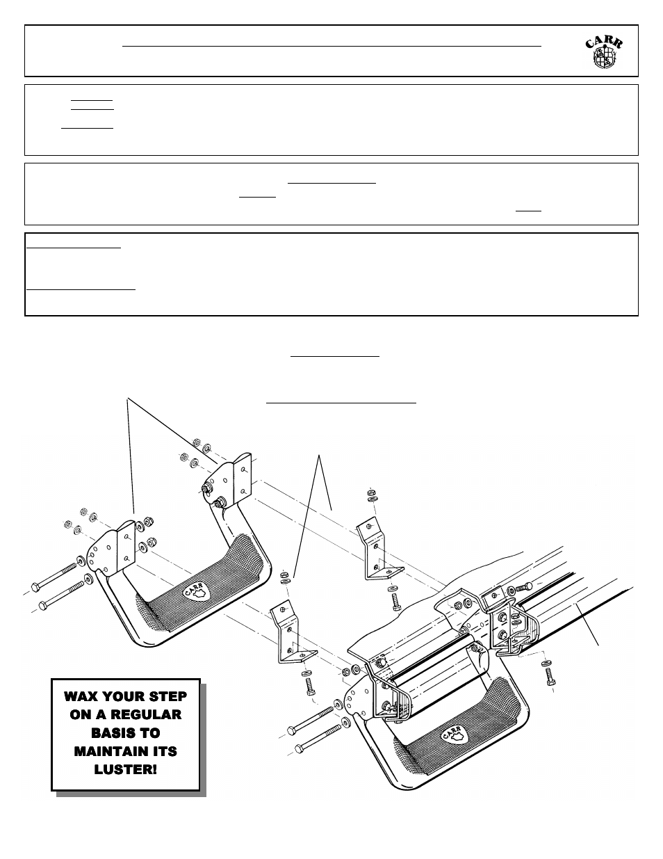 CARR 120164 Super Hoop Multi-Mount Step User Manual | 4 pages