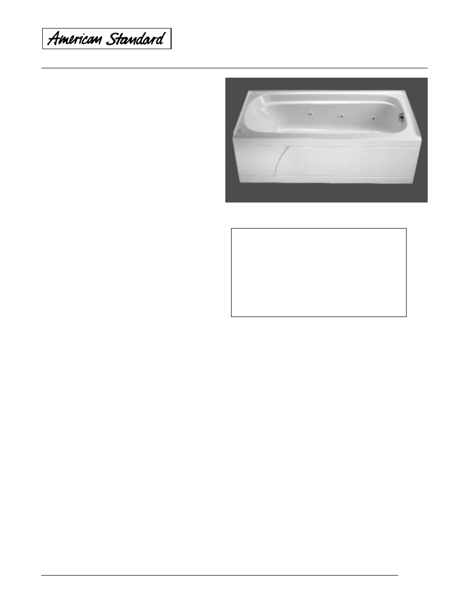 American Standard Colony Whirlpool with Integral Apron 2740.118 User Manual | 2 pages