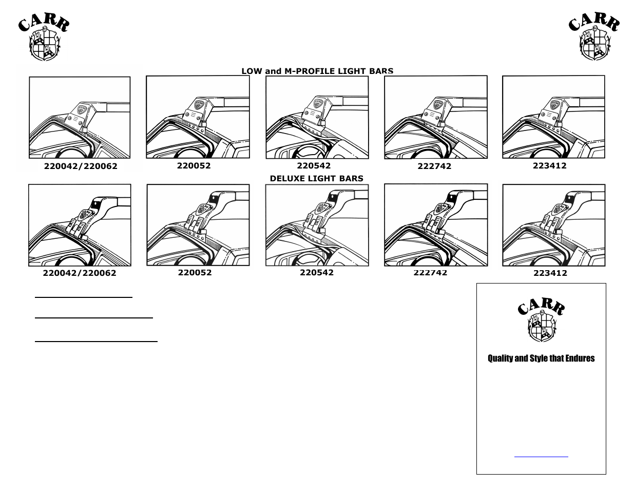 CARR 223412 Vehicle Mount Bracket - Rain Gutter Kit User Manual | 1 page