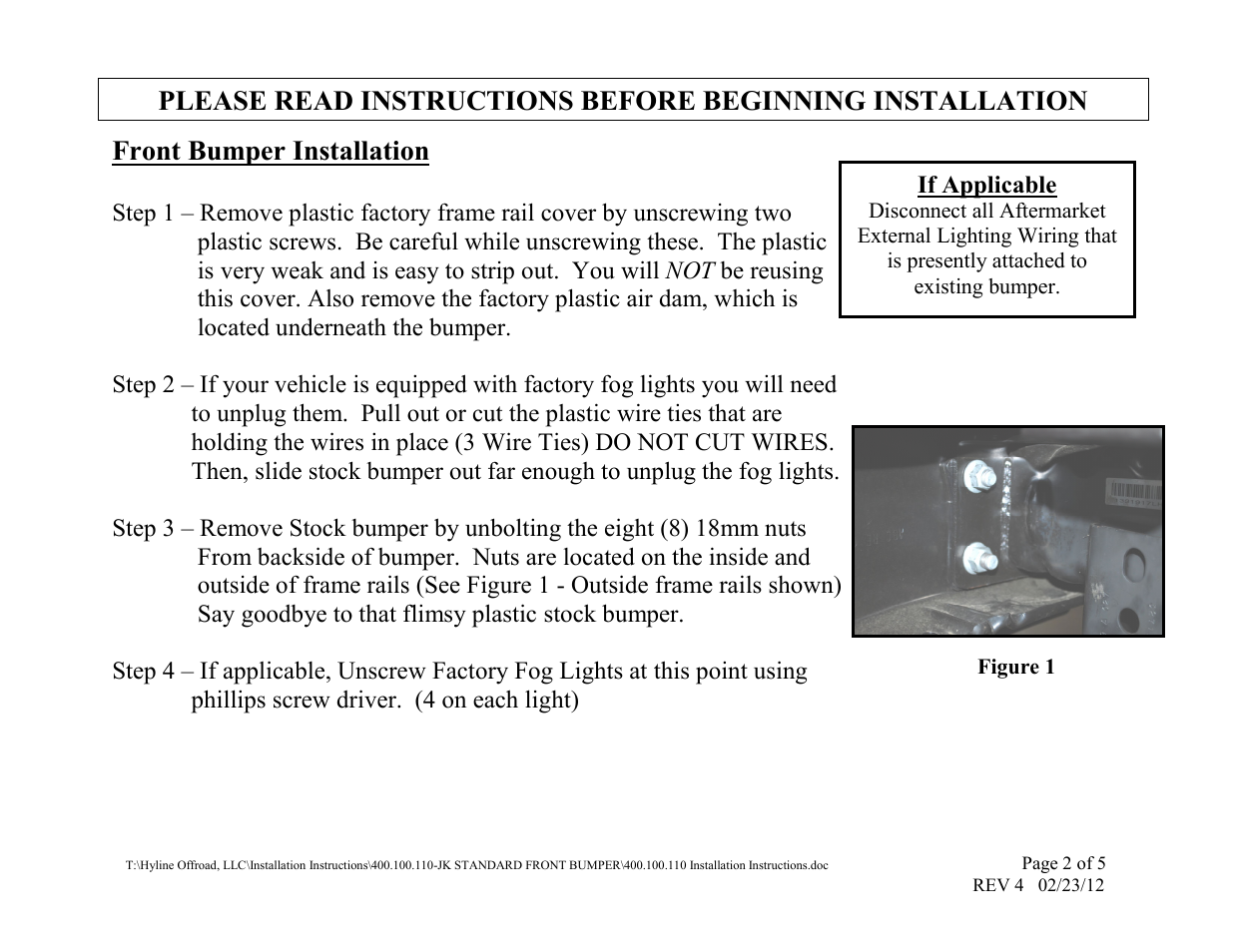 Front bumper installation | Hyline Offroad JK CRAWLER FRONT BUMPER User Manual | Page 2 / 5