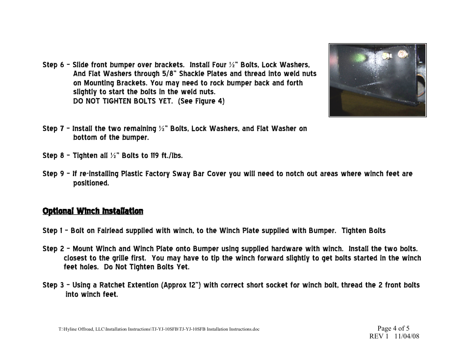 Figure 4 | Hyline Offroad TJ/YJ CRAWLER FRONT BUMPER User Manual | Page 4 / 5