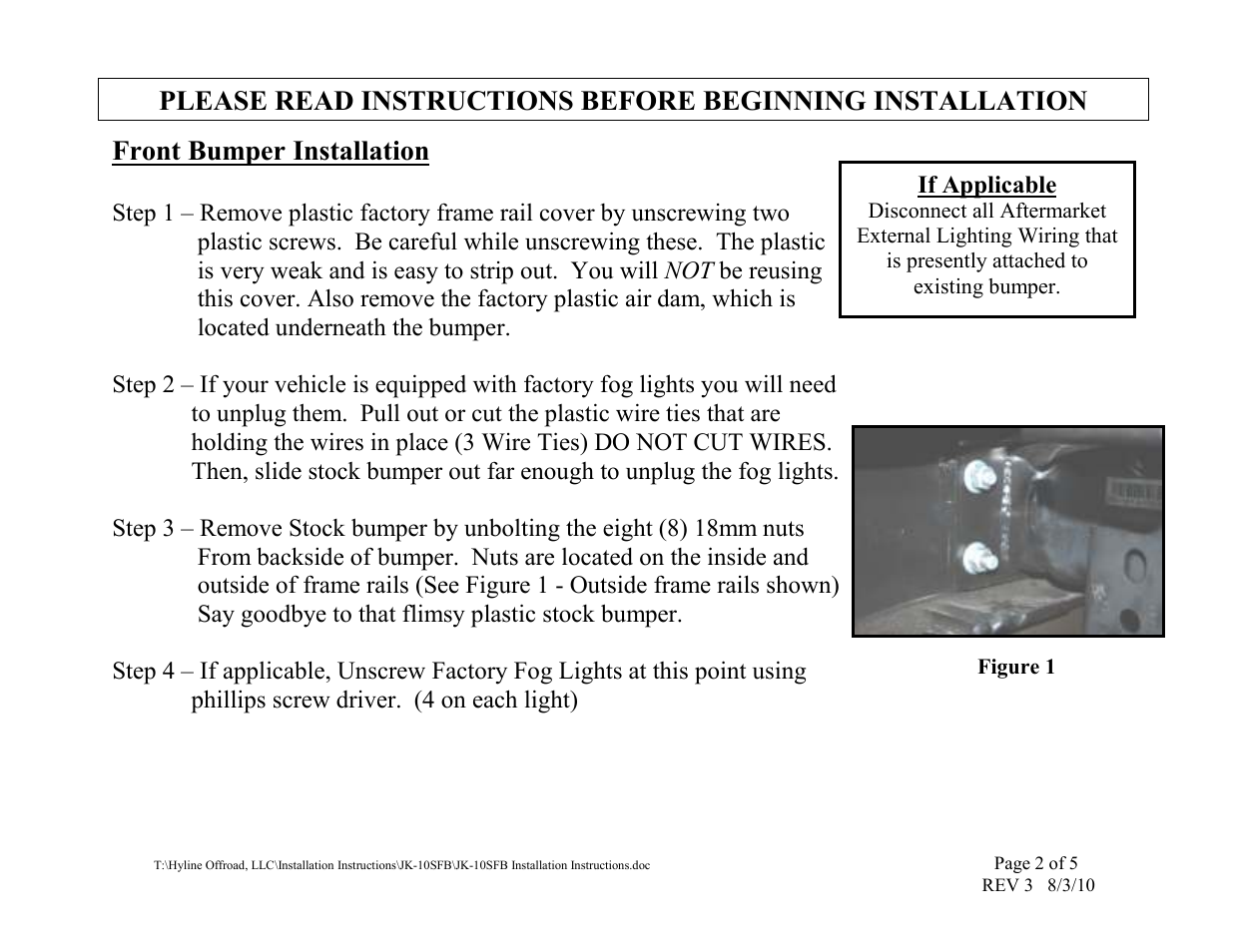 Front bumper installation | Hyline Offroad JK STANDARD FRONT BUMPER (ALL MODELS) User Manual | Page 2 / 5