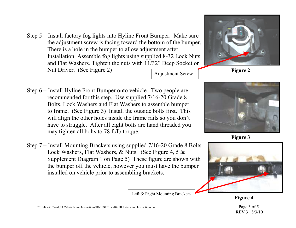 Hyline Offroad JK STANDARD FRONT BUMPER (ALL MODELS) User Manual | Page 3 / 5