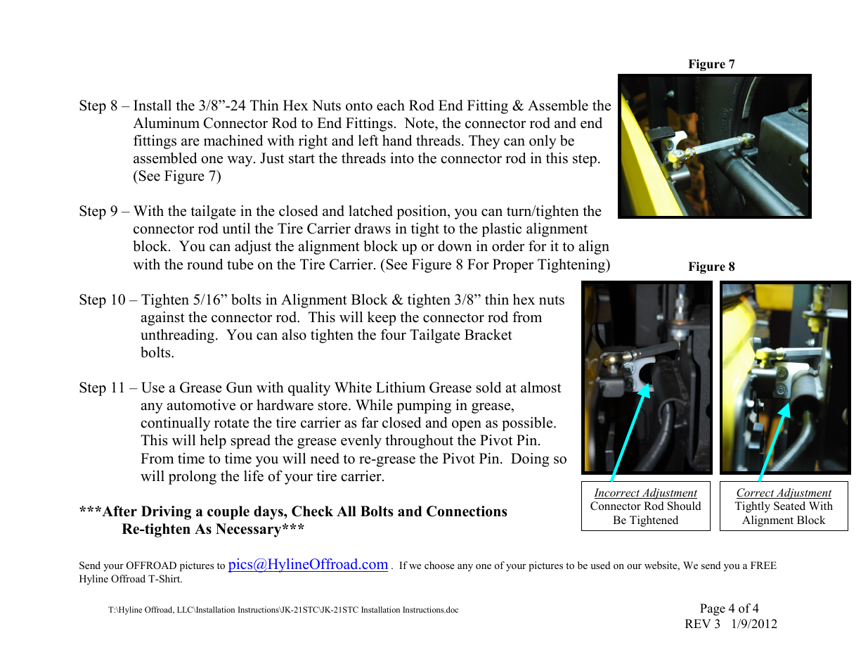 Hyline Offroad JK SERIES STANDARD REAR TIRE CARRIER User Manual | Page 4 / 4