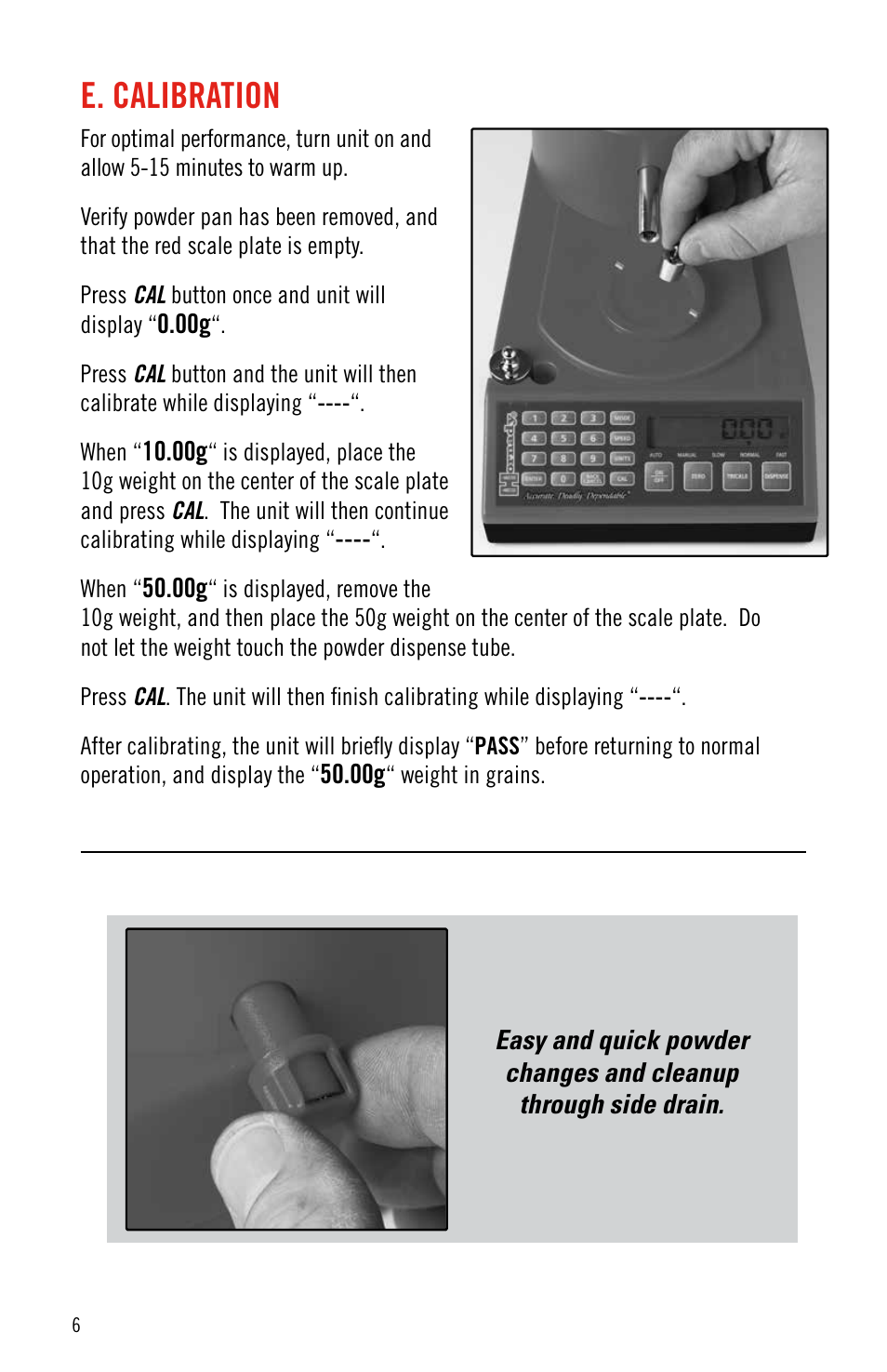 E. calibration | Hornady Lock-N-Load Auto Charge User Manual | Page 6 / 8