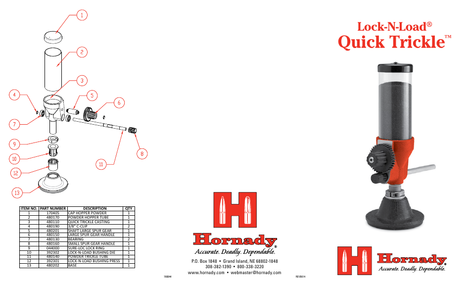 Quick trickle, Lock-n-load | Hornady Lock-N-Load Quick Trickle User Manual | Page 5 / 6