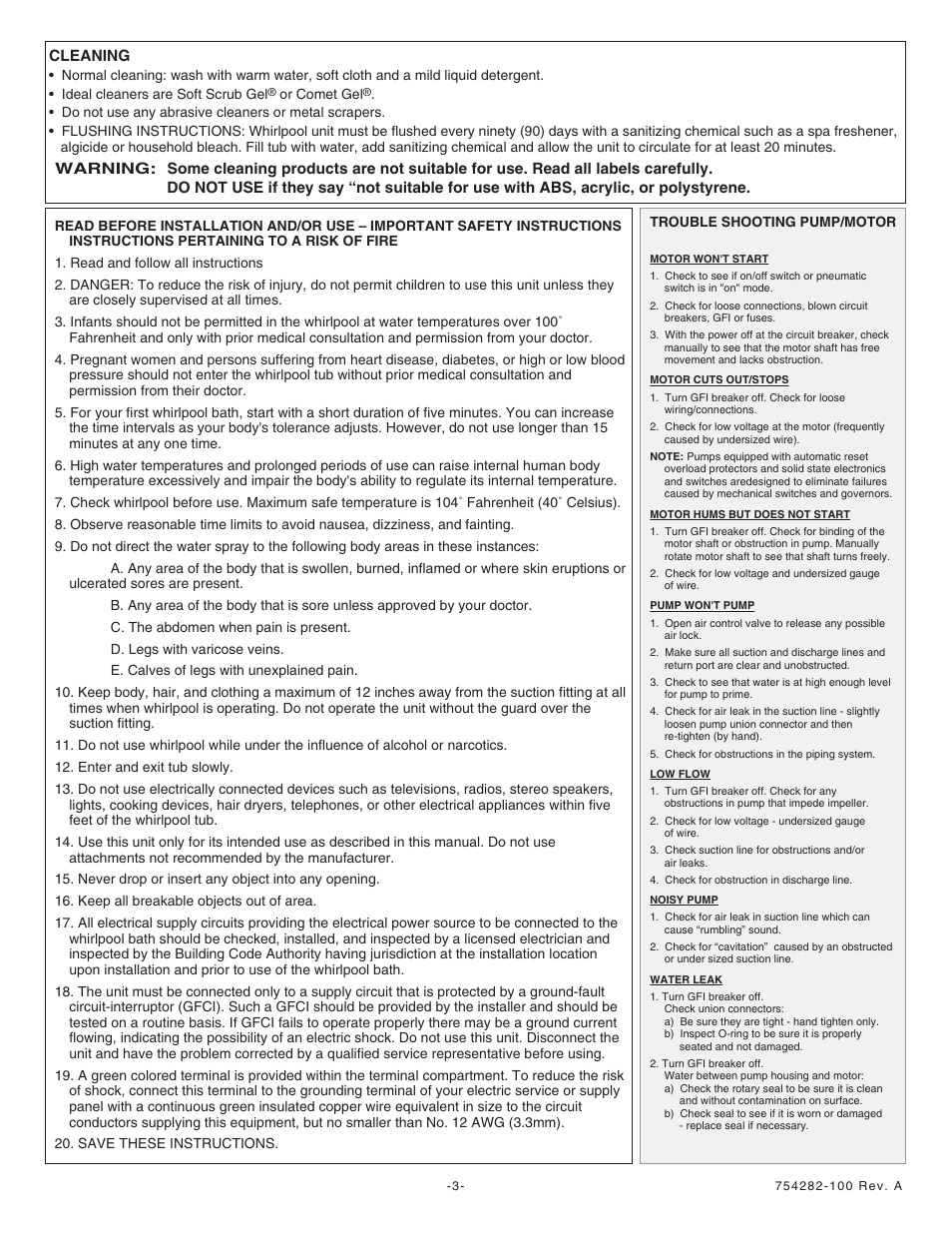 American Standard Acrylux Builder Series Whirlpools 6030Y1.118.XXX User Manual | Page 3 / 4