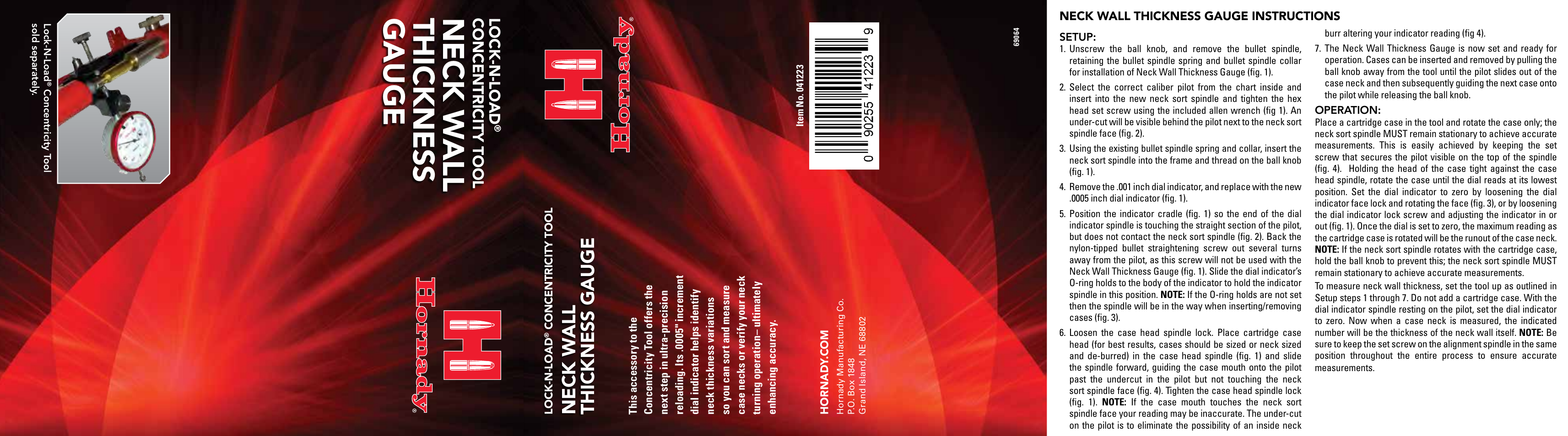 Hornady Neck Wall Thickness Gauge User Manual | 5 pages