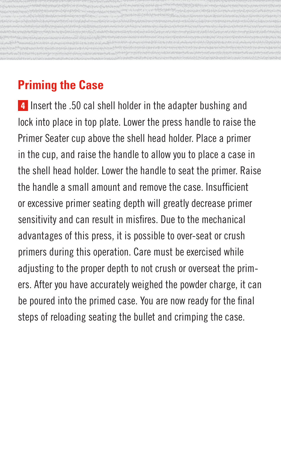 Lock-n-load, 50 cal. bmg, Reloading instructions | Hornady 50 Cal. BMG User Manual | Page 8 / 12