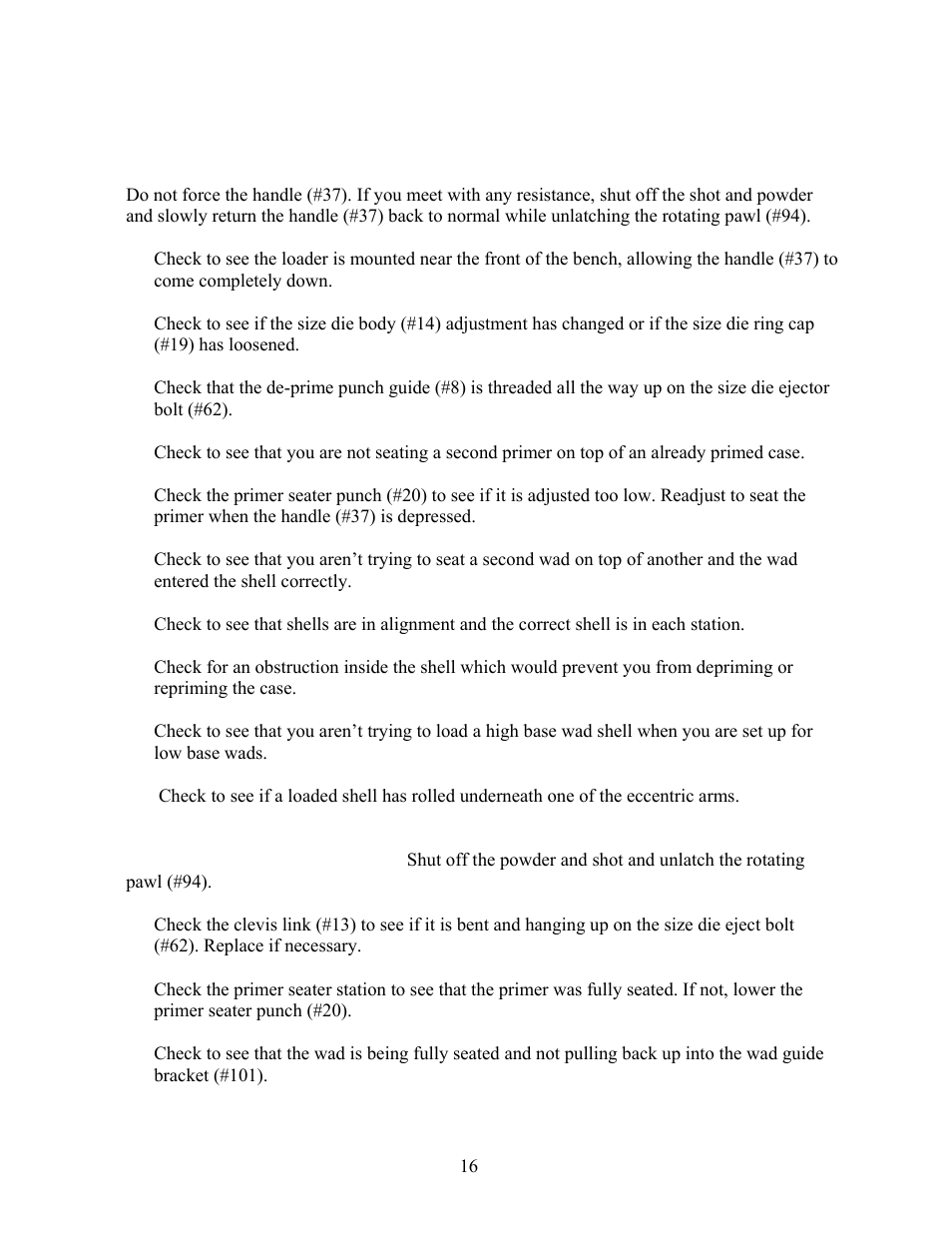 Troubleshooting | Hornady 366 AP Loader User Manual | Page 16 / 23