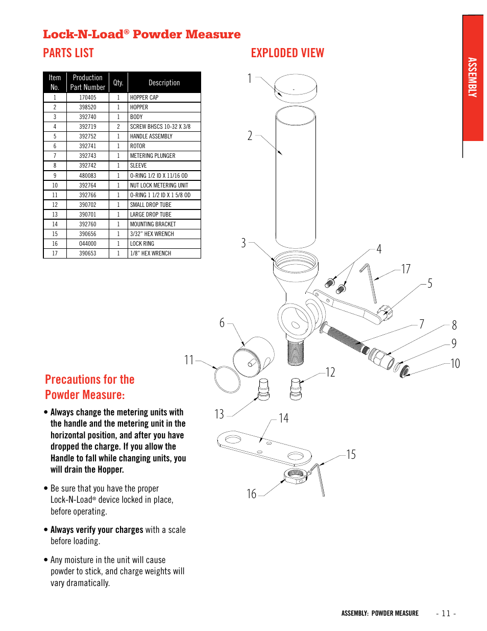 Lock-n-load, Assembl y | Hornady Lock-N-Load Ammo Plant User Manual | Page 11 / 56