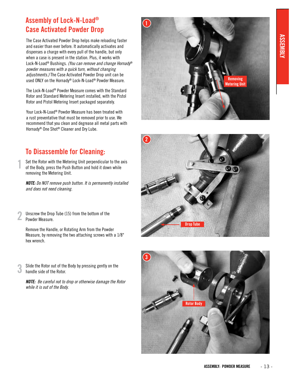 Assembly of lock-n-load, Case activated powder drop, Assembl y | Hornady Lock-N-Load Ammo Plant User Manual | Page 13 / 56