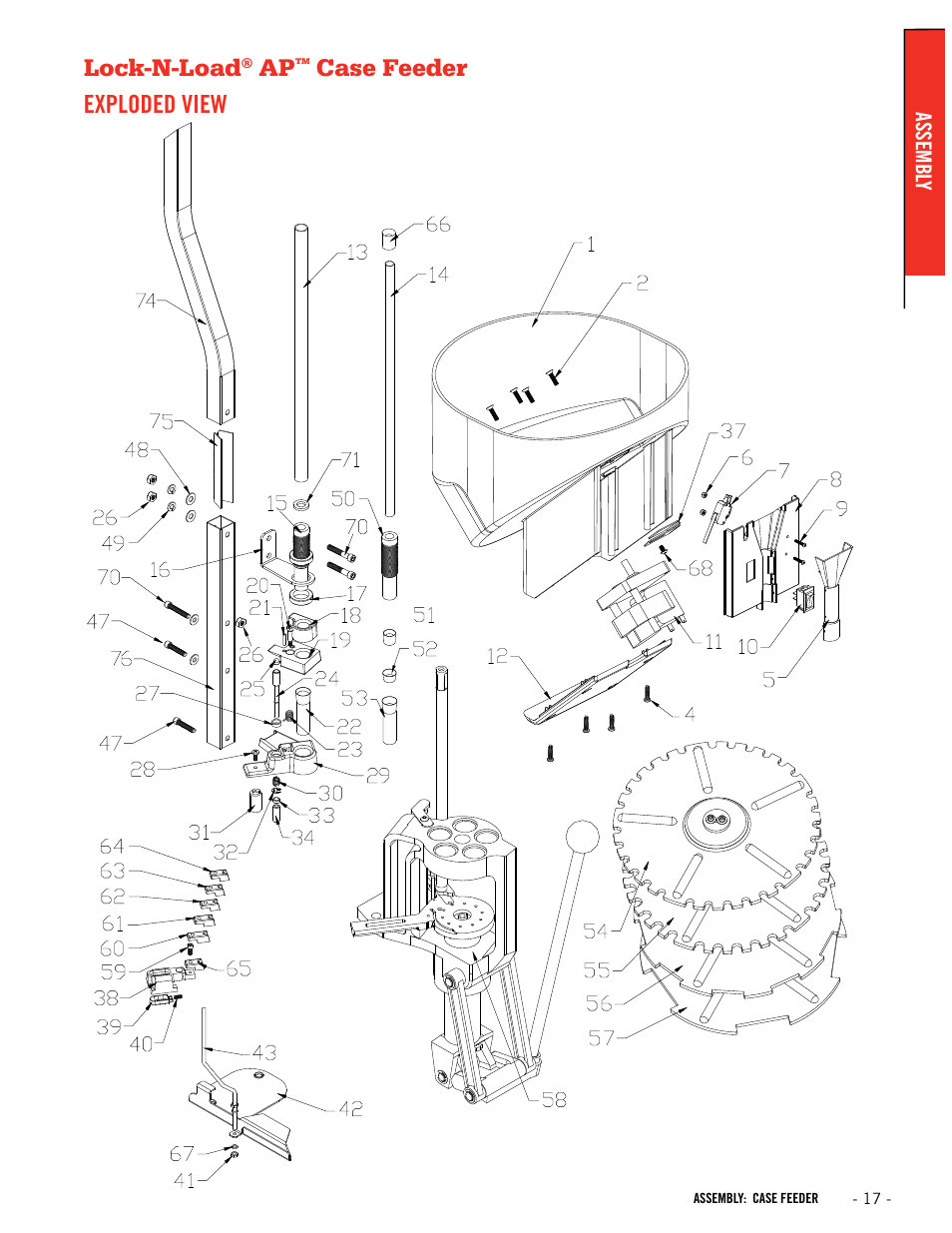 Lock-n-load, Case feeder exploded view | Hornady Lock-N-Load Ammo Plant User Manual | Page 17 / 56