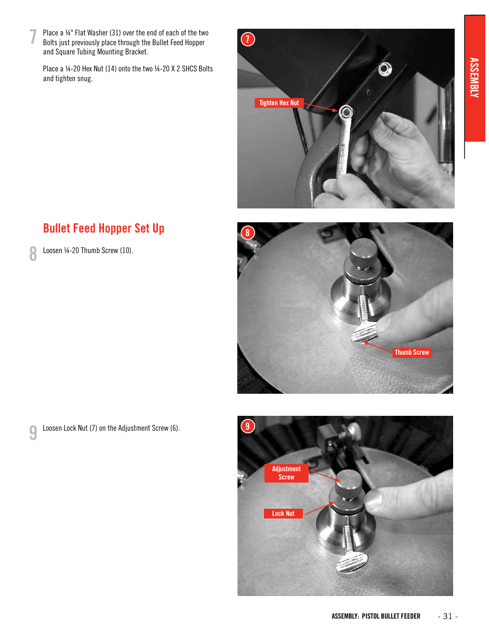 Bullet feed hopper set up | Hornady Lock-N-Load Ammo Plant User Manual | Page 31 / 56