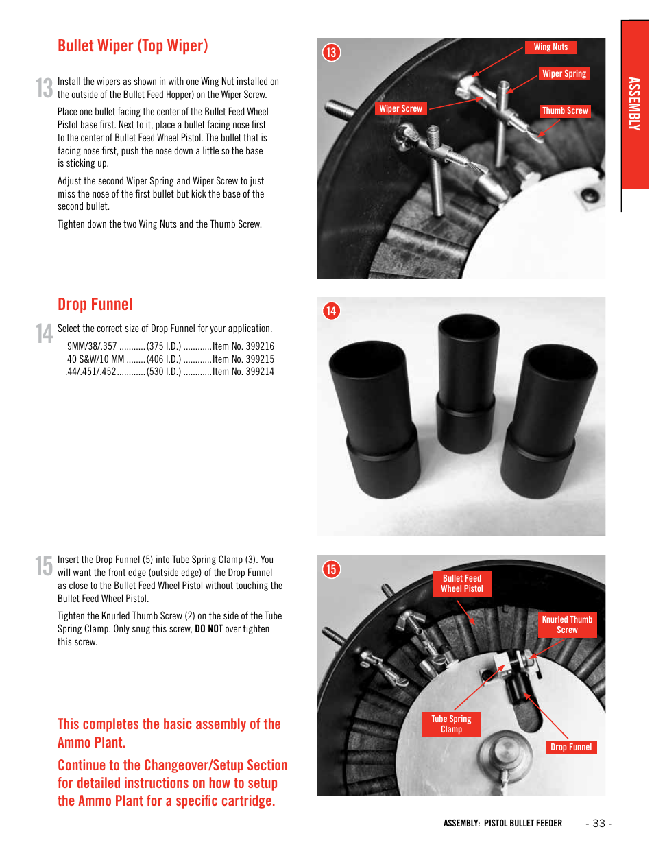 Drop funnel, Bullet wiper (top wiper) | Hornady Lock-N-Load Ammo Plant User Manual | Page 33 / 56