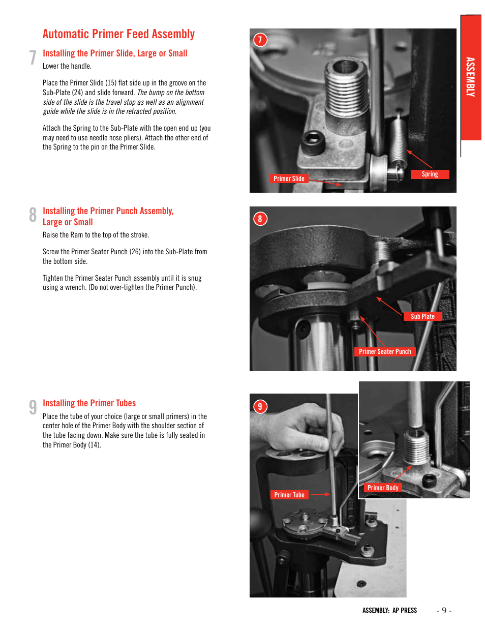 Automatic primer feed assembly | Hornady Lock-N-Load Ammo Plant User Manual | Page 9 / 56