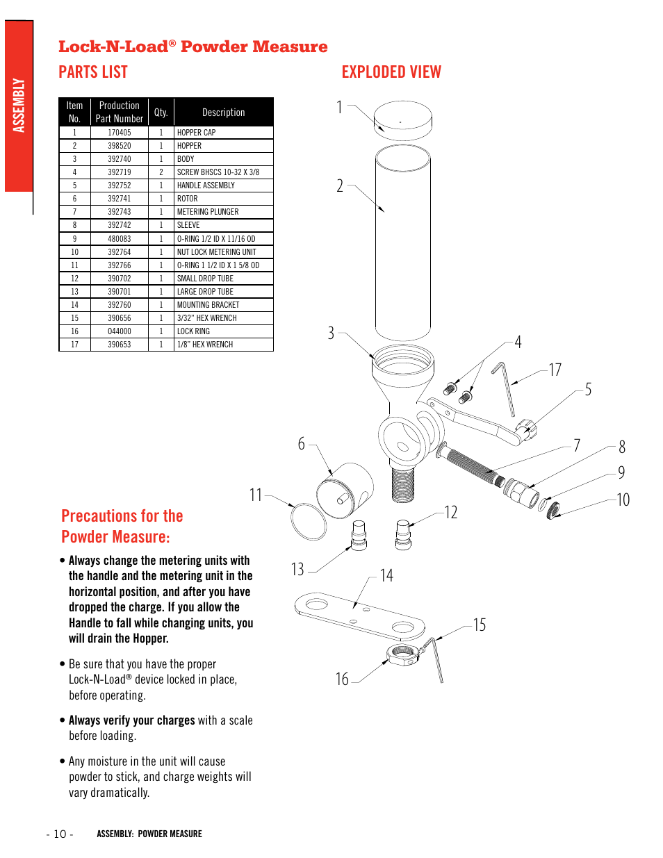 Lock-n-load, Assembl y | Hornady Lock-N-Load AP User Manual | Page 10 / 32