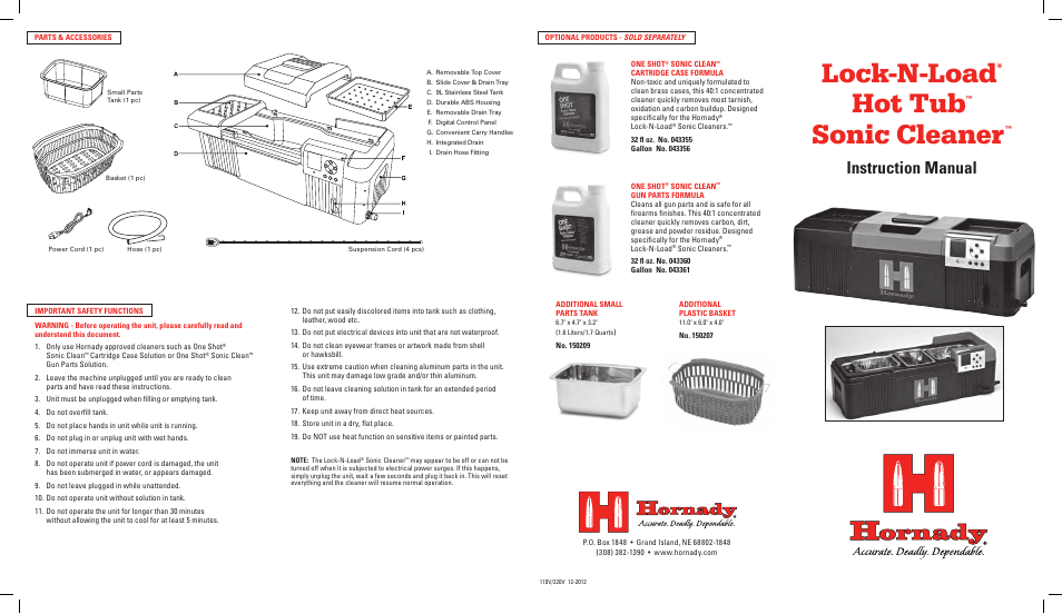 Hornady Hot Tub Sonic Cleaner User Manual | 7 pages