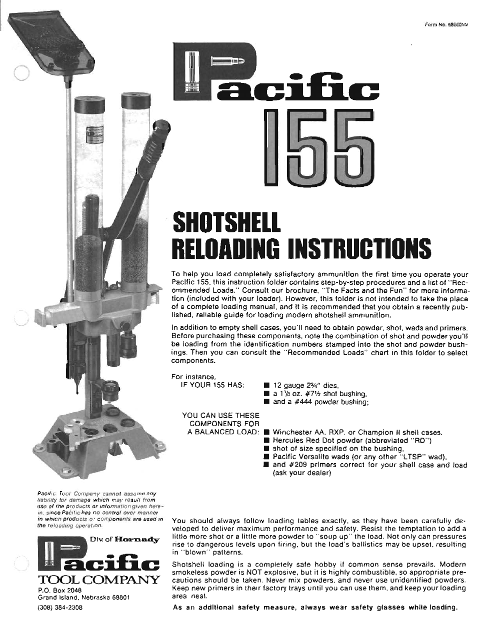 Hornady 155 Shotshell Reloader User Manual | 7 pages