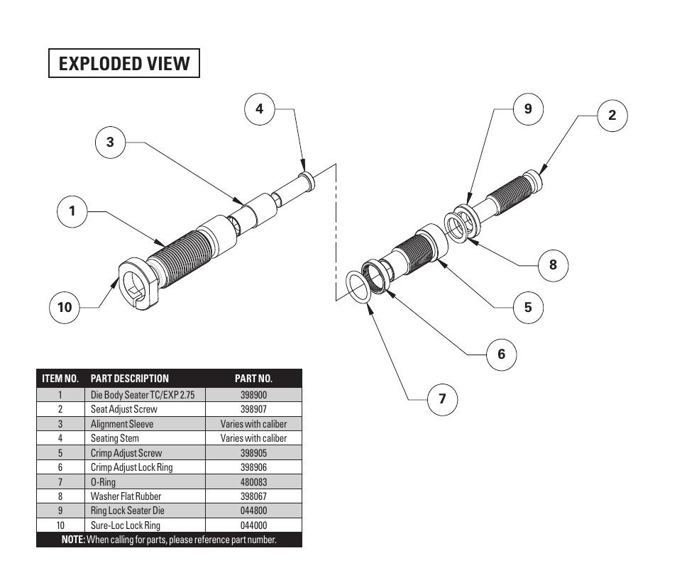 Exploded view | Hornady Seater Die User Manual | Page 4 / 5