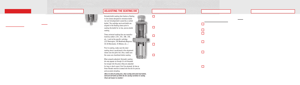 Adjusting the seating die | Hornady New Dimension Custom Grade Dies User Manual | Page 4 / 12