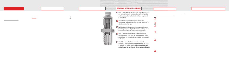 Seating without a crimp | Hornady New Dimension Custom Grade Dies User Manual | Page 5 / 12