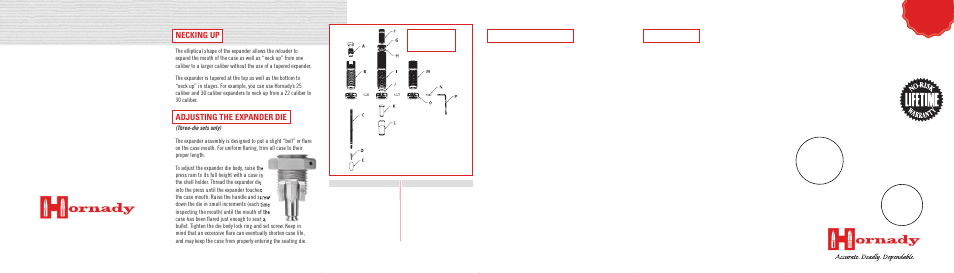 Necking up, Adjusting the expander die | Hornady New Dimension Custom Grade Dies User Manual | Page 7 / 12