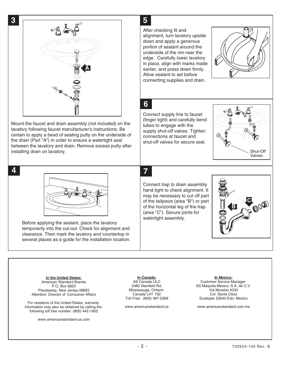American Standard COUNTERTOP SINK 293 User Manual | Page 2 / 2