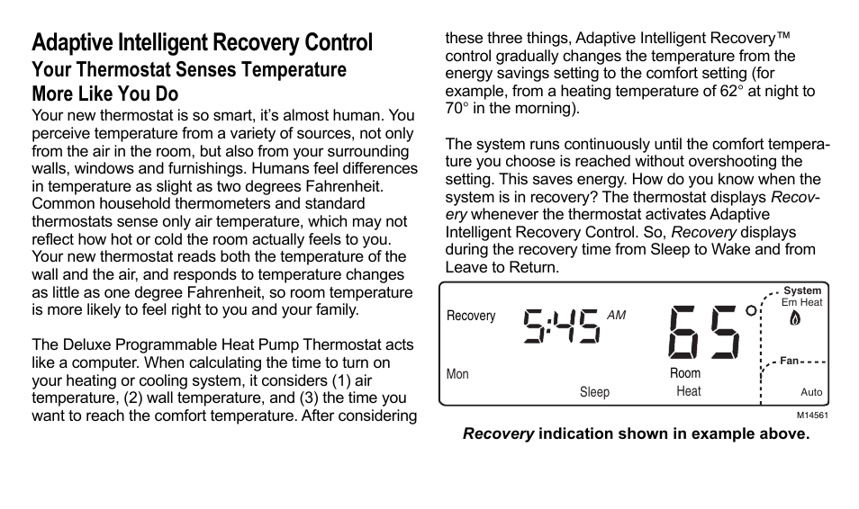 Adaptive intelligent recovery control | American Standard ASYSTAT500C User Manual | Page 12 / 68