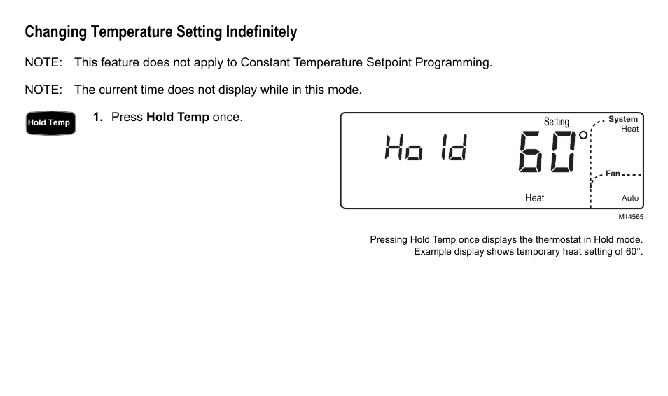 Changing temperature setting indefinitely | American Standard ASYSTAT500C User Manual | Page 17 / 68