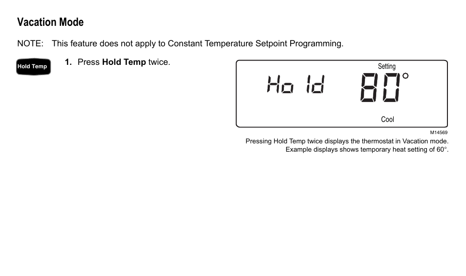 Vacation mode | American Standard ASYSTAT500C User Manual | Page 20 / 68