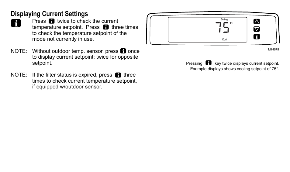 Displaying current settings | American Standard ASYSTAT500C User Manual | Page 25 / 68