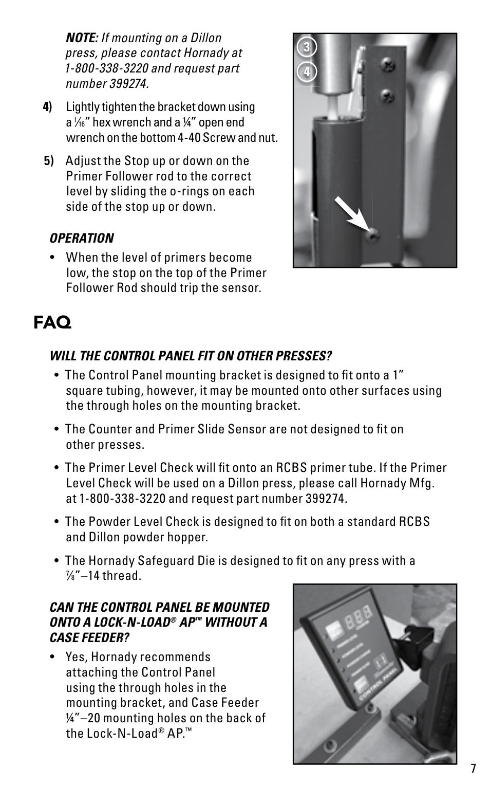 Hornady Lock-N-Load Control Panel User Manual | Page 7 / 8