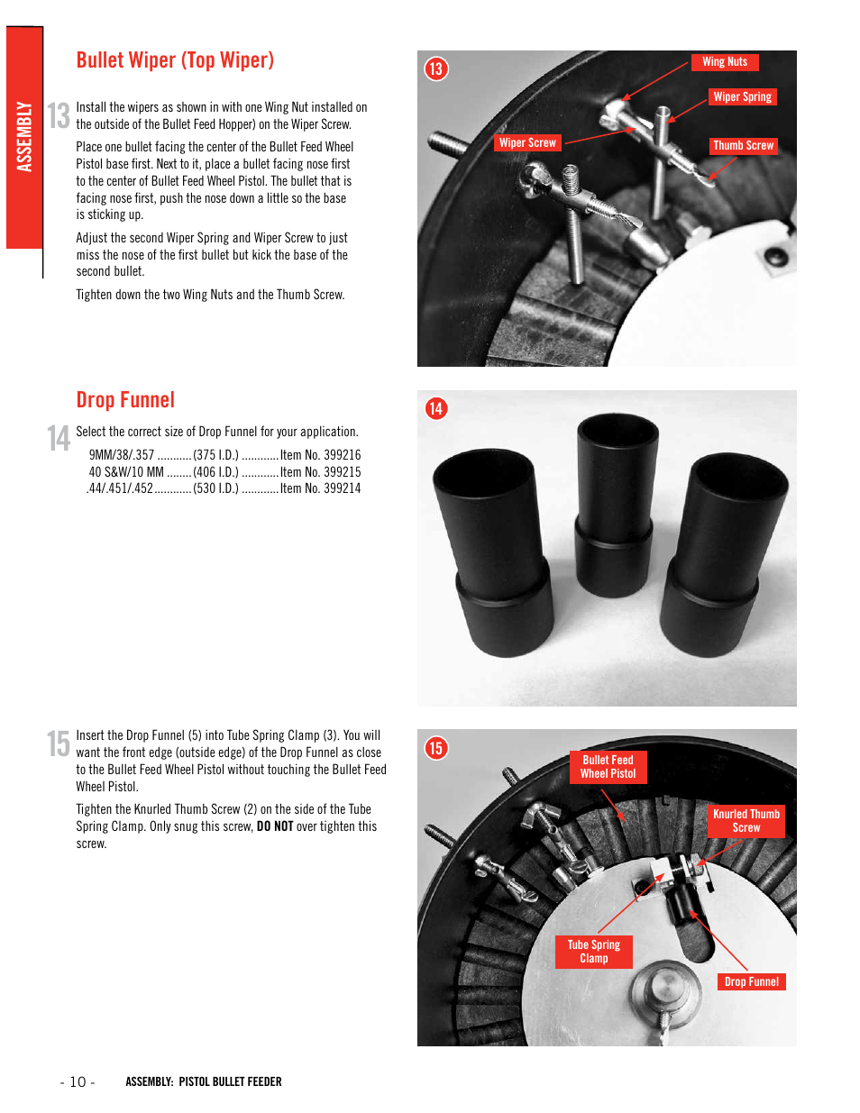 Drop funnel bullet wiper (top wiper) | Hornady Lock-N-Load Pistol Bullet Feeder User Manual | Page 10 / 16