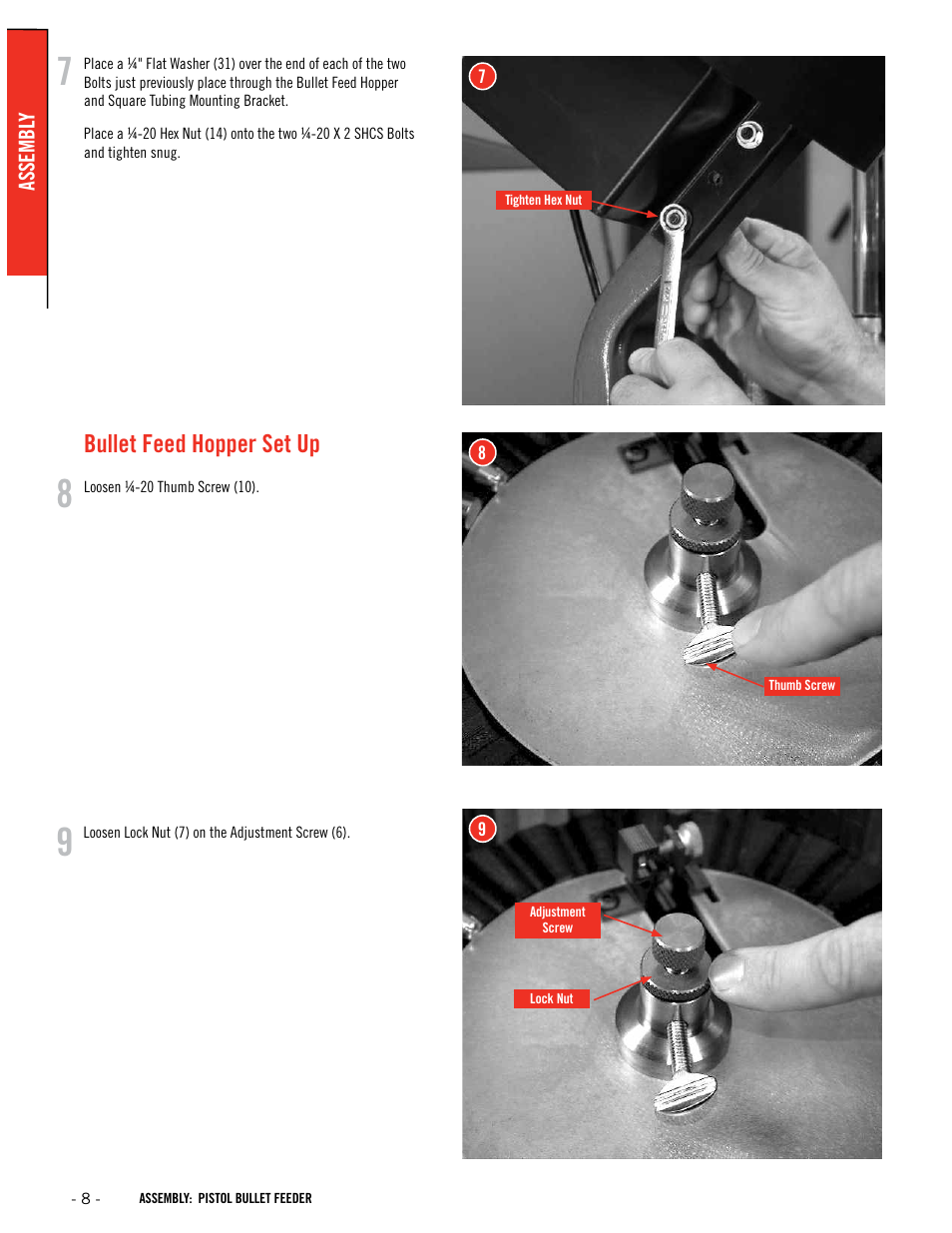 Bullet feed hopper set up | Hornady Lock-N-Load Pistol Bullet Feeder User Manual | Page 8 / 16