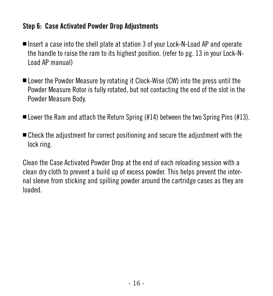 Hornady Lock-N-Load Powder Measure with Case-Activated Powder Drop User Manual | Page 17 / 20