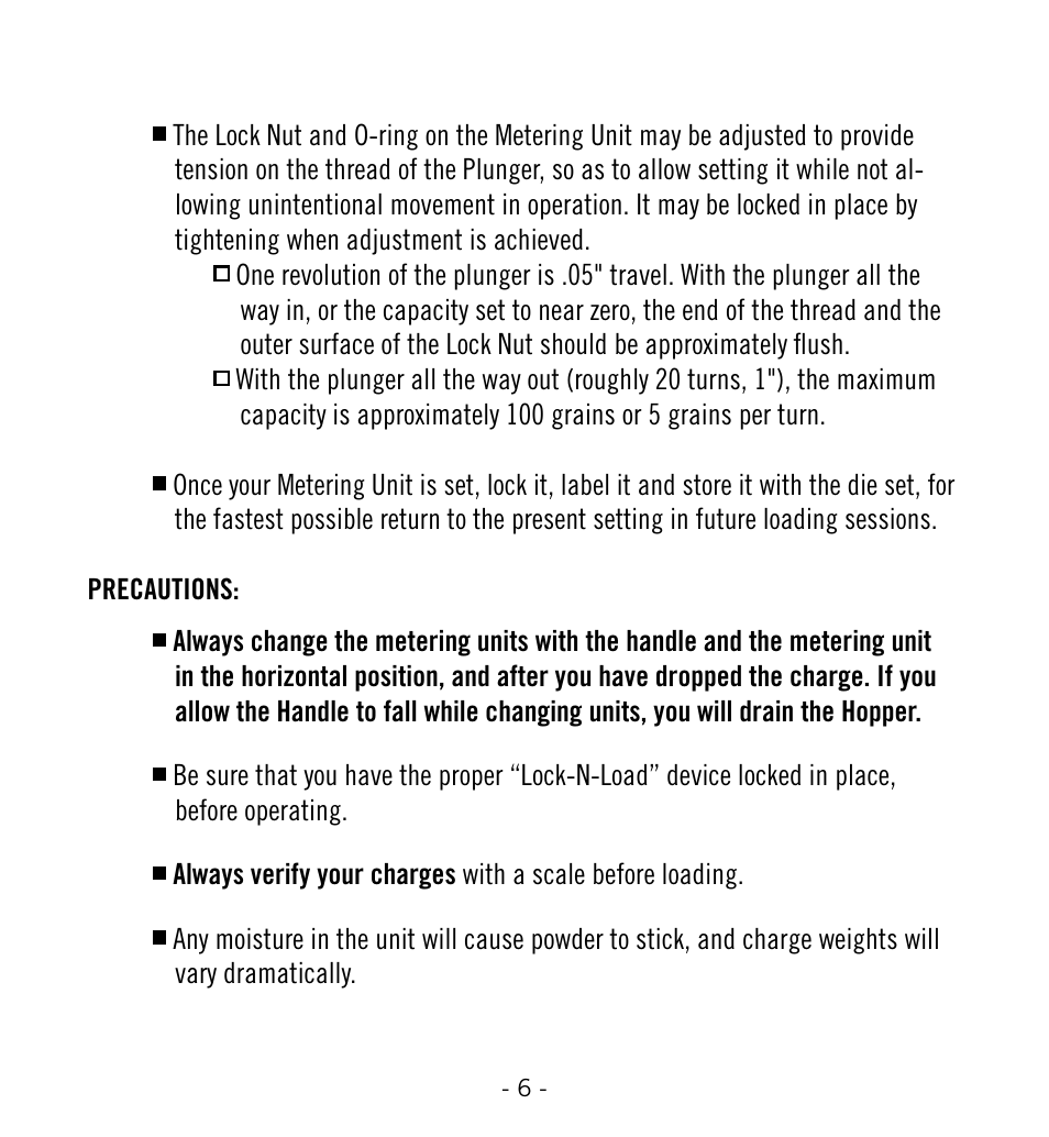 Hornady Lock-N-Load Powder Measure with Case-Activated Powder Drop User Manual | Page 7 / 20