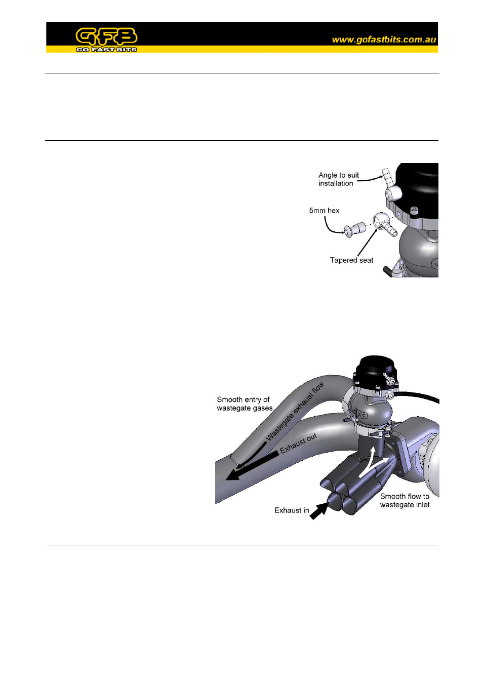 Installation, Setting up the ex50, Gfb ex50 wastegate | Weld-on fittings | GFB EX50 50mm External Wastegate (part 7001) User Manual | Page 2 / 4