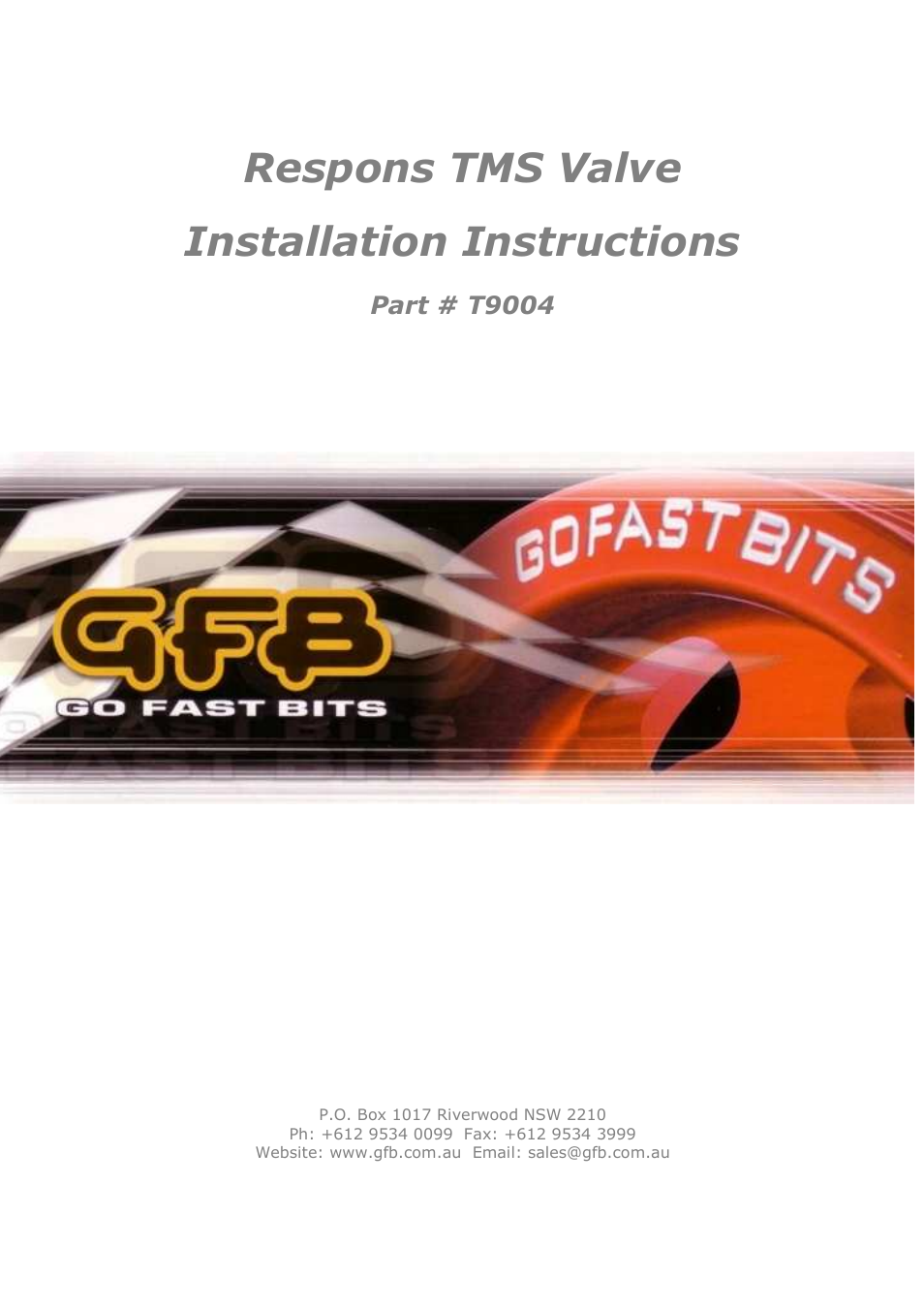 GFB Respons TMS Valve (part T9004) User Manual | 4 pages