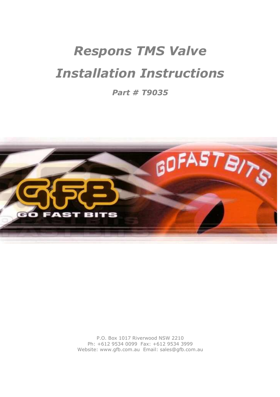 GFB Respons TMS Valve (part T9035) User Manual | 4 pages